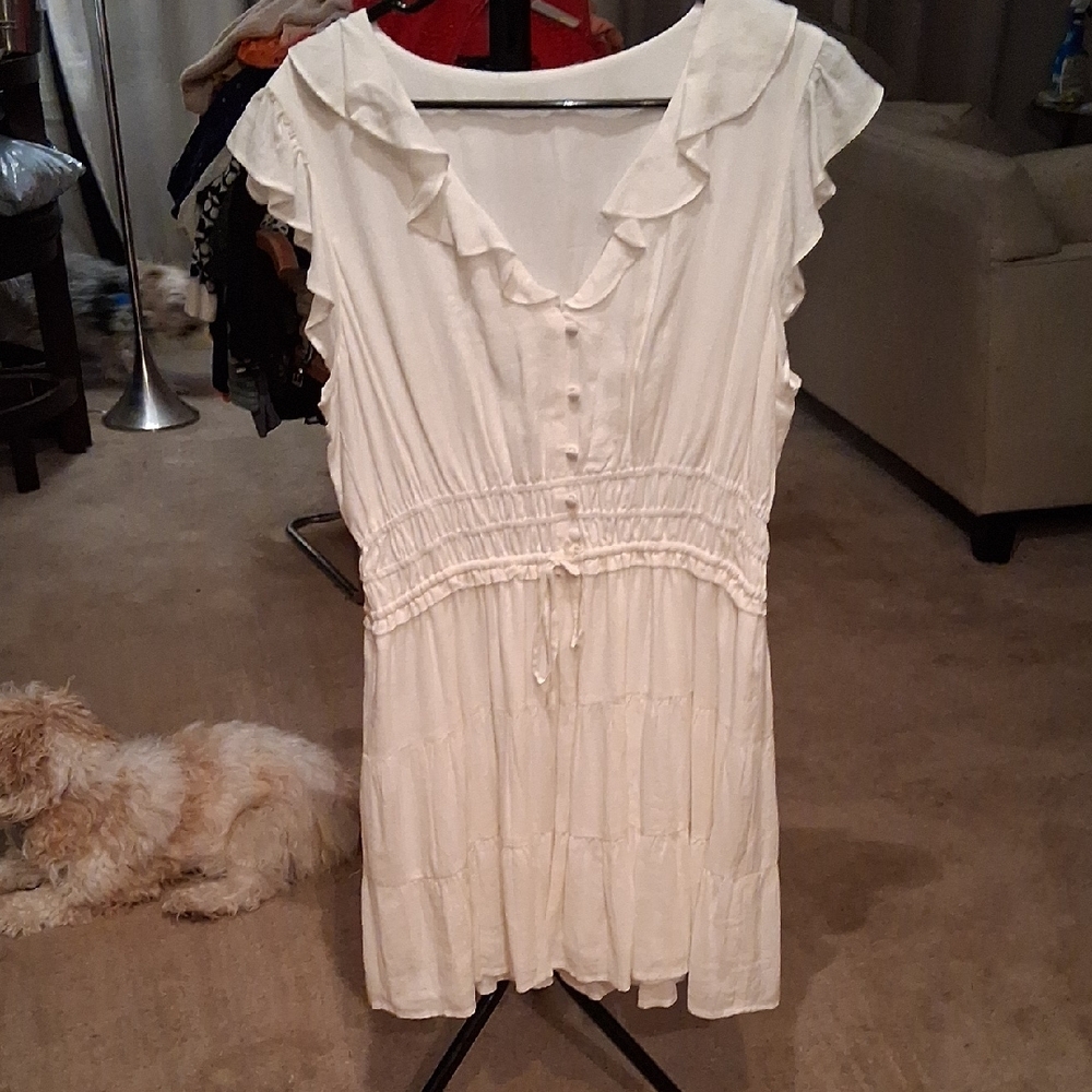 PAIGE White Ruffle Mini Dress